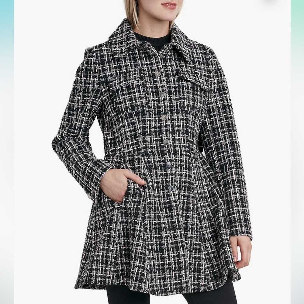 Laundry by Shelli Segal Women's Fit and Flare Plaid Fabric Jacket